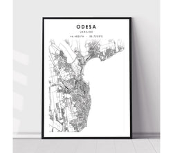 Odessa, Ukraine Scandinavian Style Map Print 