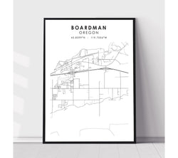 Boardman, Oregon Scandinavian Map Print 