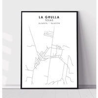 La Grulla, Texas Scandinavian Map Print 