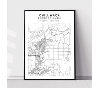 
              Chilliwack, British Columbia Scandinavian Style Map Print 
            