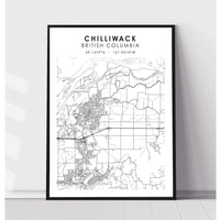 Chilliwack, British Columbia Scandinavian Style Map Print 