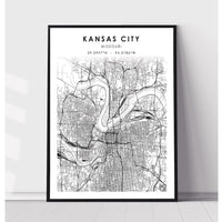 Kansas City, Missouri Scandinavian Map Print 