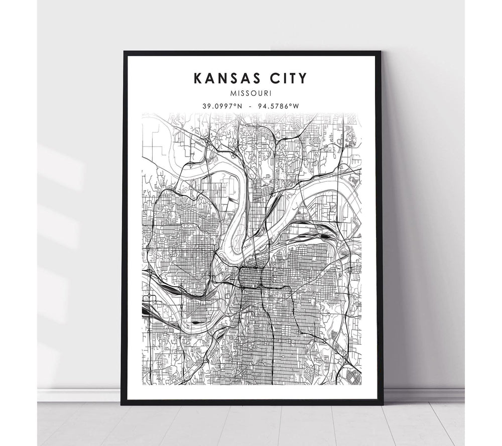 Kansas City, Missouri Scandinavian Map Print 