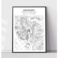 Beaufort, South Carolina Scandinavian Map Print 