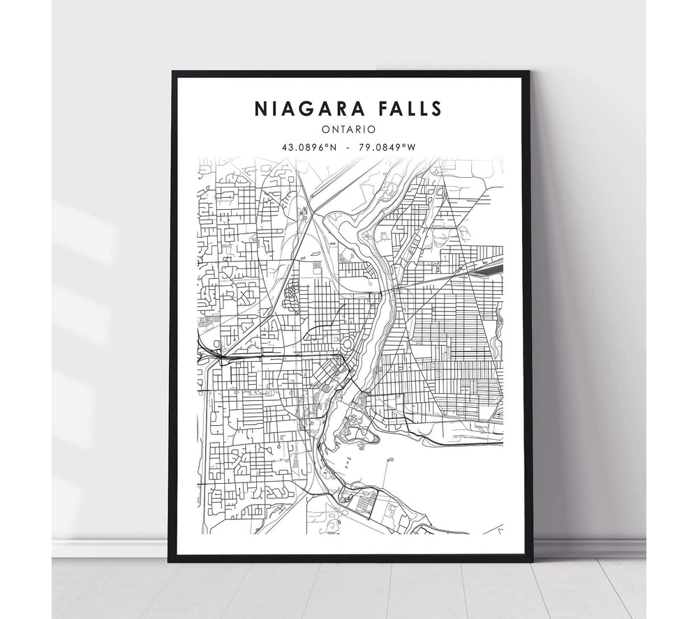 Niagara Falls, Ontario Scandinavian Style Map Print 