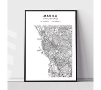 
              Manila, Philippines Scandinavian Style Map Print 
            