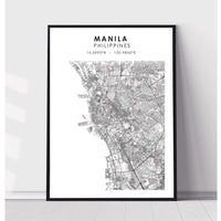 Manila, Philippines Scandinavian Style Map Print 