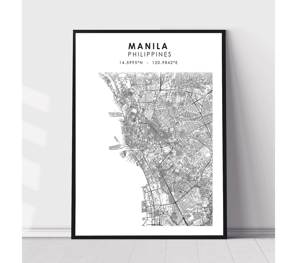 Manila, Philippines Scandinavian Style Map Print 