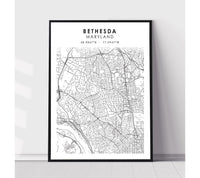 
              Bethesda, Maryland Scandinavian Map Print 
            