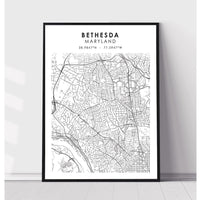Bethesda, Maryland Scandinavian Map Print 