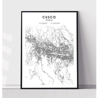 Cusco, Peru Scandinavian Style Map Print 