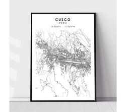 Cusco, Peru Scandinavian Style Map Print 