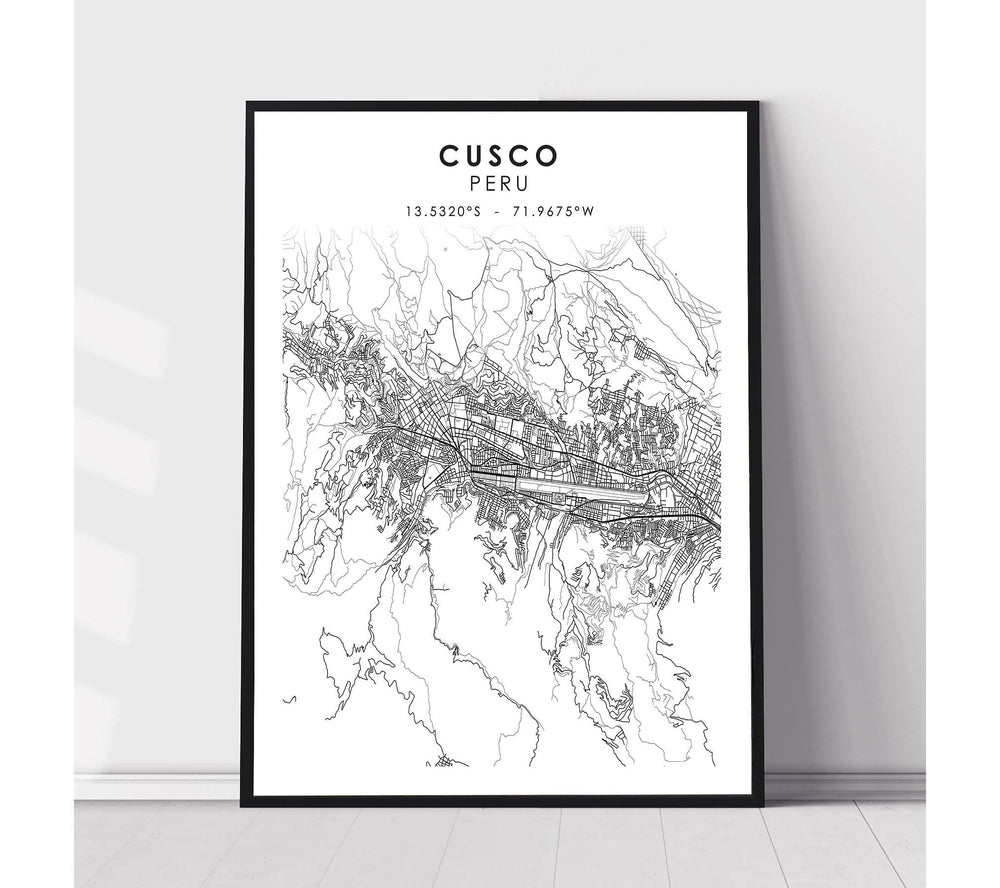 Cusco, Peru Scandinavian Style Map Print 