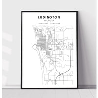 Ludington, Michigan Scandinavian Map Print 