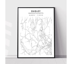 Dudley, Massachusetts Scandinavian Map Print 