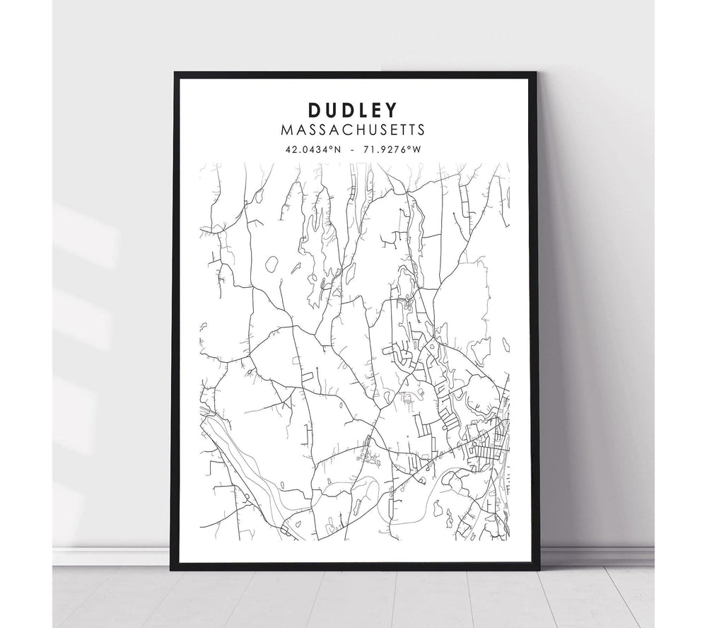 Dudley, Massachusetts Scandinavian Map Print 