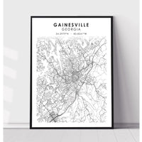 Gainesville Georgia Scandinavian Map Print 