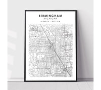 
              Birmingham, Michigan Scandinavian Map Print 
            