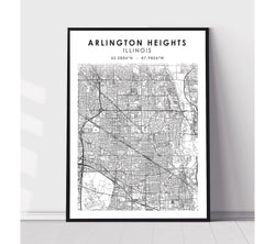 Arlington Heights, Illinois Scandinavian Map Print 