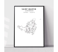 
              Saint Martin, Caribbean Scandinavian Style Map Print 
            