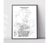 
              Douglas, Arizona Scandinavian Map Print 
            
