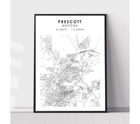 
              Prescott, Arizona Scandinavian Map Print 
            