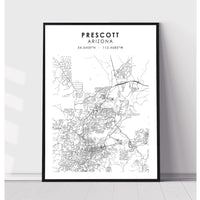 Prescott, Arizona Scandinavian Map Print 