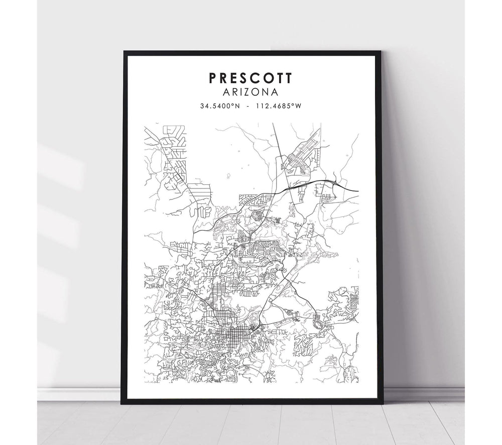 Prescott, Arizona Scandinavian Map Print 