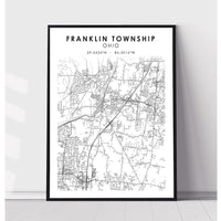 Franklin Township, Ohio Scandinavian Map Print 