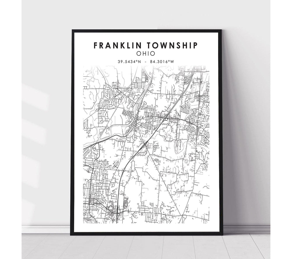 Franklin Township, Ohio Scandinavian Map Print 