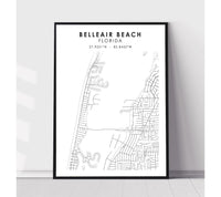 
              Belleair Beach, Florida Scandinavian Map Print 
            