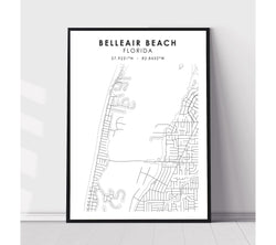 Belleair Beach, Florida Scandinavian Map Print 