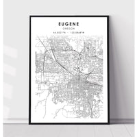 Eugene, Oregon Scandinavian Map Print 