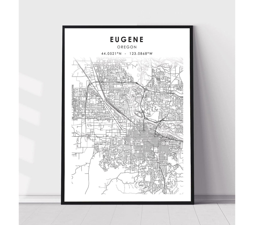 Eugene, Oregon Scandinavian Map Print 
