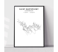 
              Saint- Barthelemy, Caribbean Scandinavian Style Map Print 
            