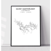 Saint- Barthelemy, Caribbean Scandinavian Style Map Print 