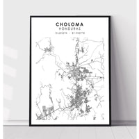 Choloma, Honduras Scandinavian Style Map Print 