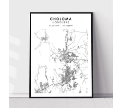Choloma, Honduras Scandinavian Style Map Print 