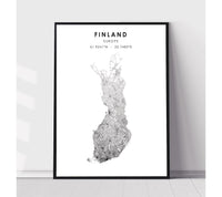 
              Finland Scandinavian Style Map Print 
            