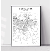Binghamton, New York Scandinavian Map Print 