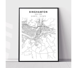 Binghamton, New York Scandinavian Map Print 