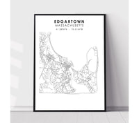 
              Edgartown, Massachusetts Scandinavian Map Print 
            