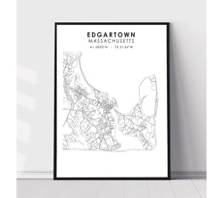 Edgartown, Massachusetts Scandinavian Map Print 