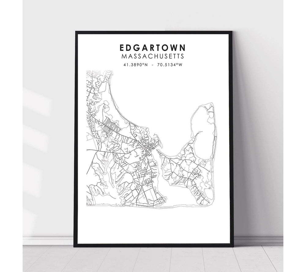 Edgartown, Massachusetts Scandinavian Map Print 
