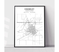 
              Crowley, Louisiana Scandinavian Map Print 
            