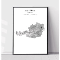 Austria, Europe Scandinavian Style Map Print 