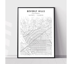 Beverly Hills, California Scandinavian Map Print 
