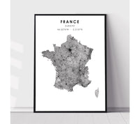 
              France Scandinavian Style Map Print 
            