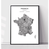 France Scandinavian Style Map Print 