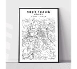 Fredericksburg, Virginia Scandinavian Map Print 
